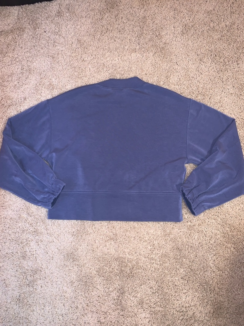 Club Monaco Women’s XS Boxy Cropped Drop Sleeve Crewneck Blue Sweatshirt - Picture 9 of 9